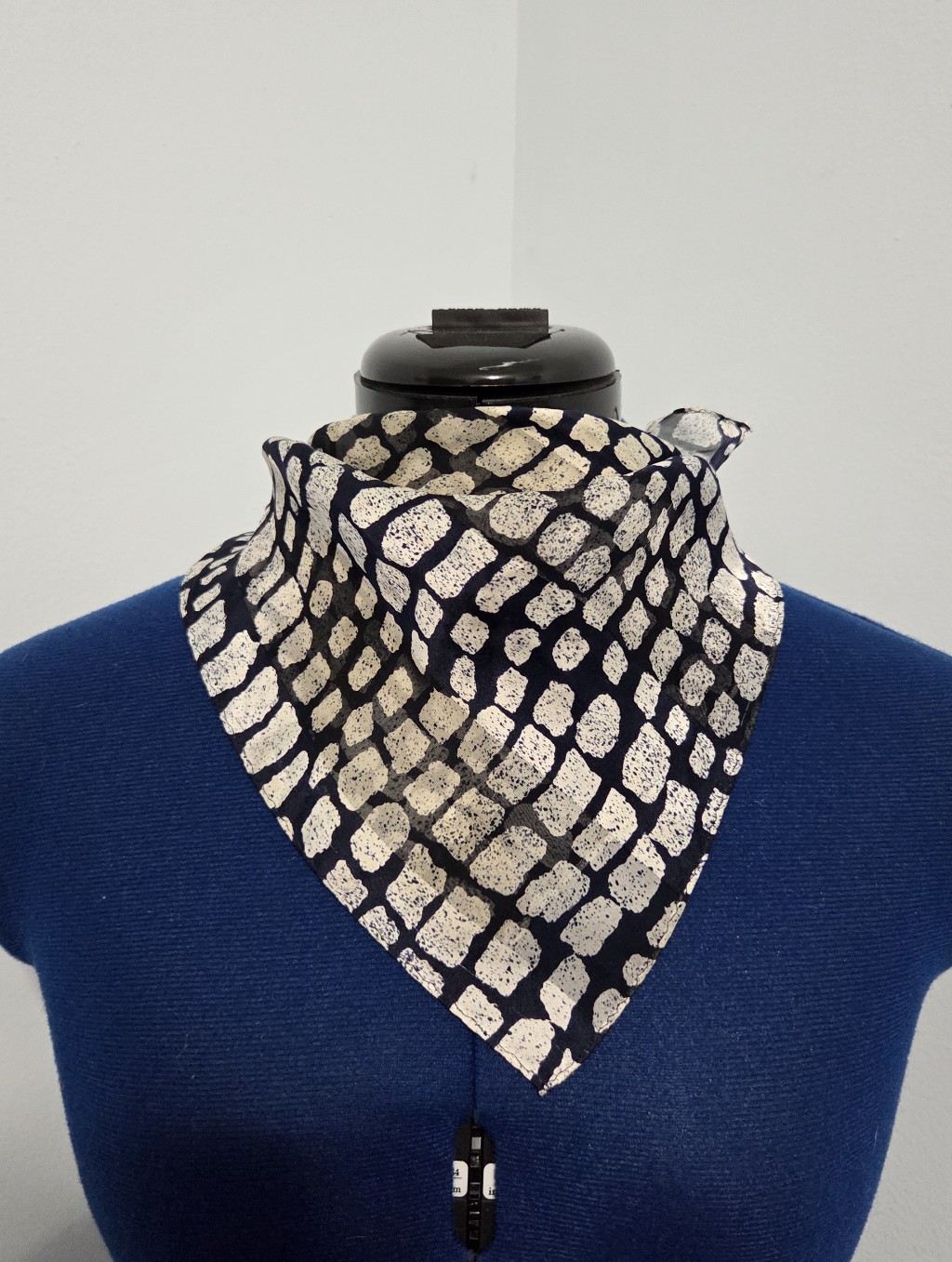 Navy Blue Reptile Print Silk Scarf
